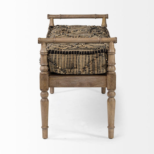 Mercana - Fullerton II 57L x 21W Jute Patterned Top W/Brown Wood Base Accent Bench - 68457 view 2