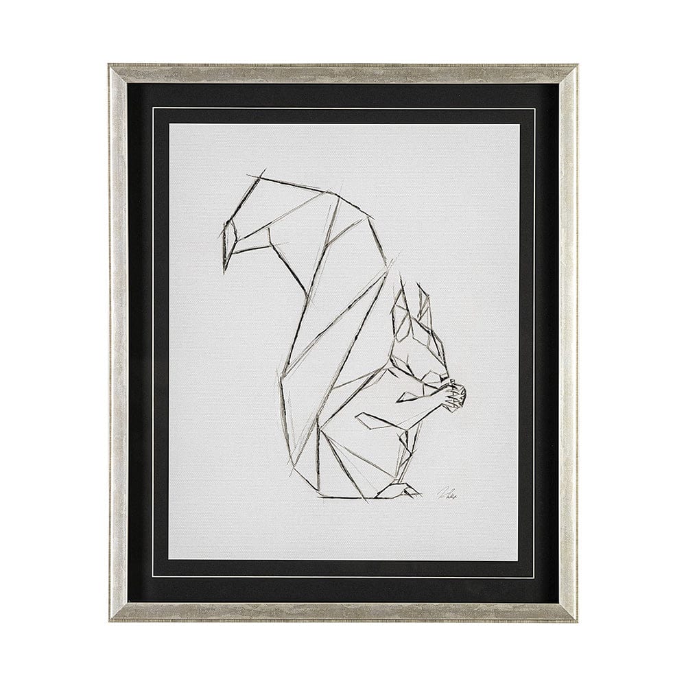 Mercana - Geo Squirrrel by Mercana Studio a Hand Embellished Textured Framed Art Print Matted under Glass - 13411 view 1