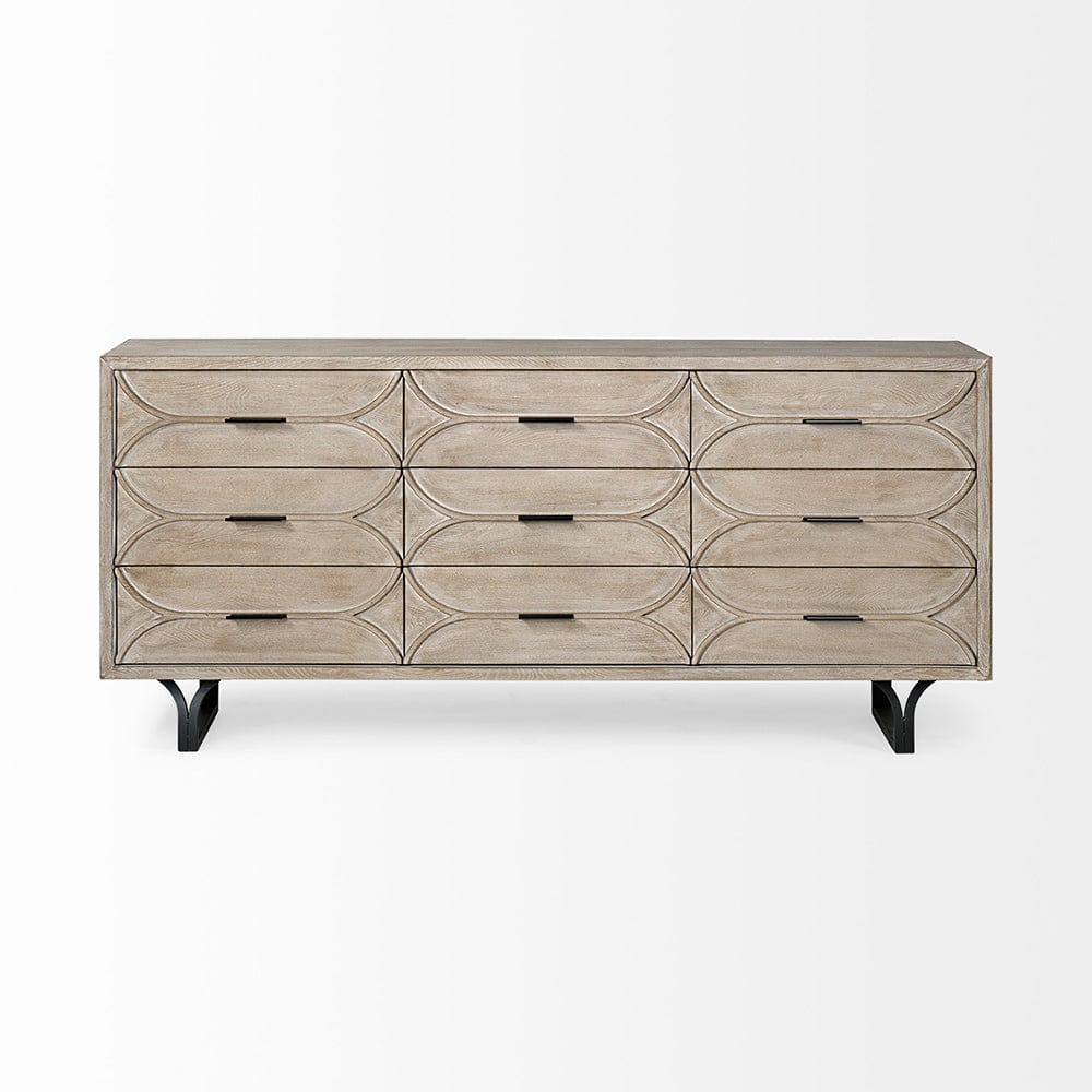Mercana - Giselle II Brown Fir Veneer W/Black Metal Leg 9 Drawer Sideboard - 68533 view 8