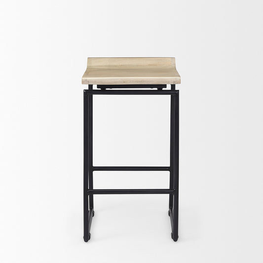 Mercana - Givens 14.0L x 15.8W x 25.8H Natural Wood W/Black Metal Counter Stool - 69556 view 2