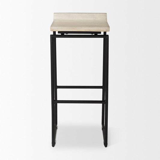 Mercana - Givens 14.0L x 15.8W x 31.8H Natural Wood W/Black Metal Frame Bar Stool - 69557 view 2