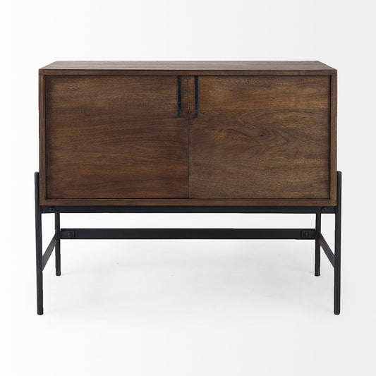 Mercana - Glenn 38L x 16W x 30H Dark Brown Wood w/ Black Iron Frame, 2 Door Accent Cabinet - 69194 view 2