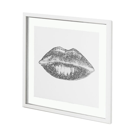 Mercana - Glitter Lips I Silver by Victoria Barnes Hand Embellished Framed Art Print Matted under Glass - 13715 view 2