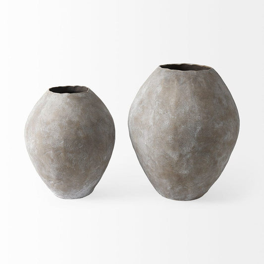Mercana - Gobi 20L x 23H Small Tan Ceramic Oval Vase - 69404 view 2
