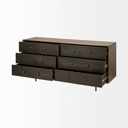 Mercana - Grace 70Wx18.5Lx31.25H Two-Tone Brown Solid Wood 6 Drawer Sideboard - 68846 view 2