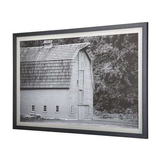 Mercana - Grey & White Barn I by Mercana Studio Hand Embellished Textured Framed Art Print Matted under Glass - 14179 view 2