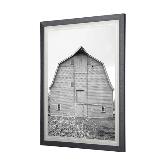 Mercana - Grey & White Barn Ii by Mercana Studio Hand Embellished Textured Framed Art Print Matted under Glass - 14180 view 2