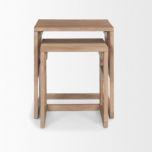 Mercana - Grier Light Brown Solid Wood w/ Cane Nesting Accent Tables (Set of 2) - 69900 view 2