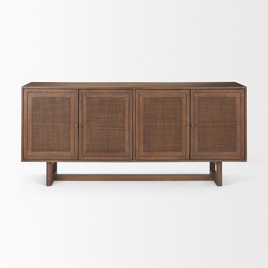 Mercana - Grier Medium Brown Solid Wood W/Cane Sideboard - 69894 view 2