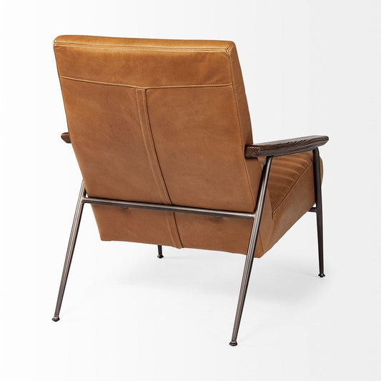 Mercana - Grosjean Brown Leather Wrap Metal Frame Accent Chair - 69131 view 2