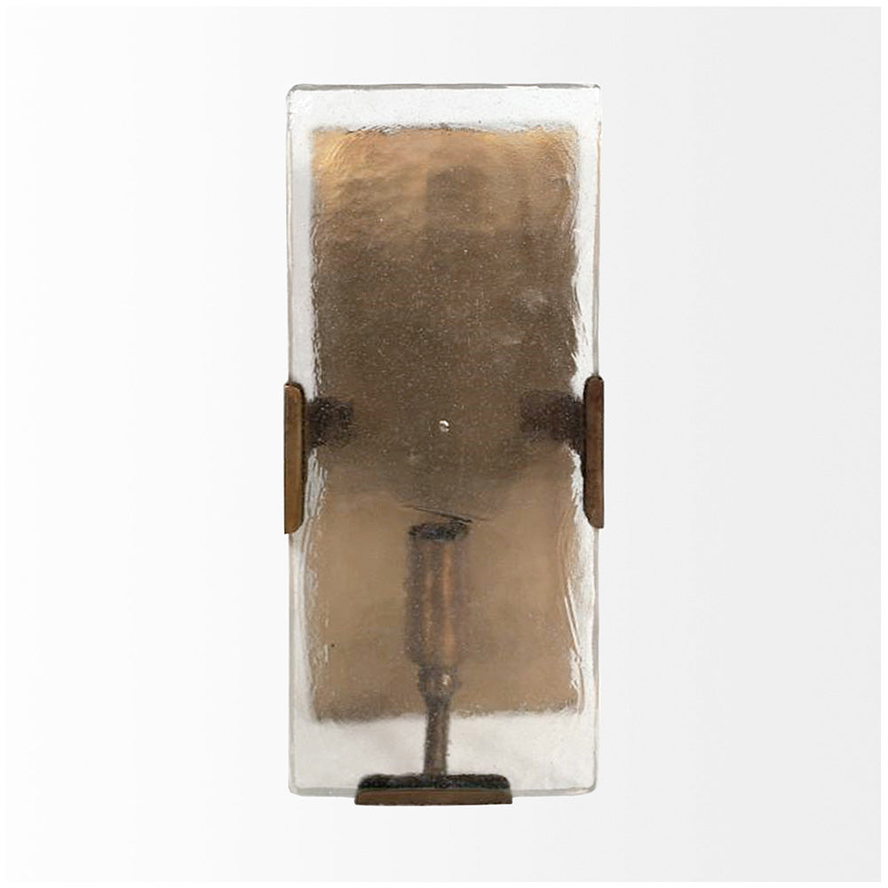Mercana - Gruber 4.5x12 Brass Toned Metal w/Frosted Glass Rectangular Wall Sconce - 68401 view 2