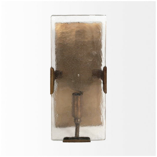 Mercana - Gruber 4.5x12 Brass Toned Metal w/Frosted Glass Rectangular Wall Sconce - 68401 view 2