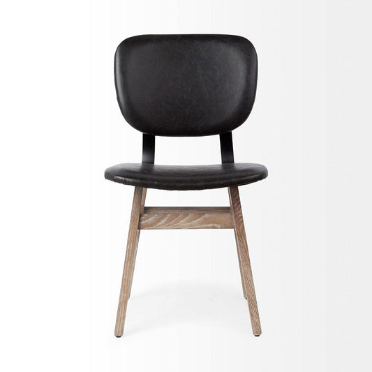 Mercana - Haden I Black Faux-Leather Wrap Brown Solid Wood and Iron Base Dining Chair (Set of 2) - 67517 view 2