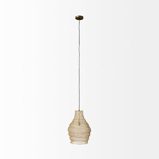 Mercana - Halycon 16.0L x 16.0W x 20.0H Gold Mesh and Iron Pendant Light - 69239 view 2