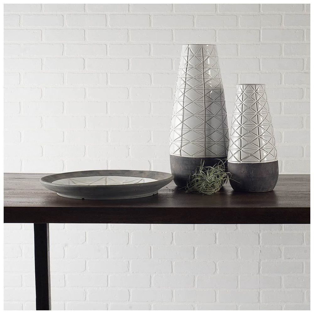 Mercana - Harrier II Large Gray Ceramic Dark Base White Vase - 31065_CLOSEOUT view 3