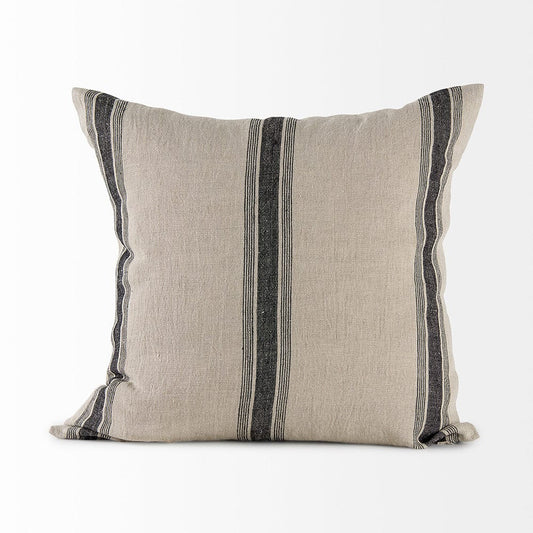 Mercana - Hattie 20L x 20W Beige and Black Fabric Striped Decorative Pillow Cover - 69433 view 2