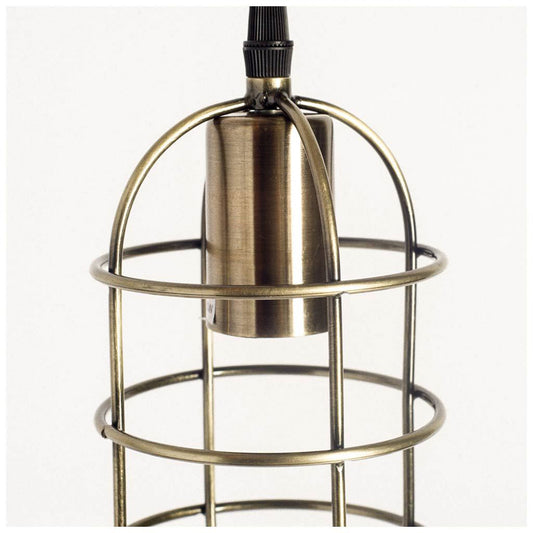 Mercana - Hines I 4x8 Antiqued-Brass Metal Cage Pendant Light - 65392_CLOSEOUT view 2