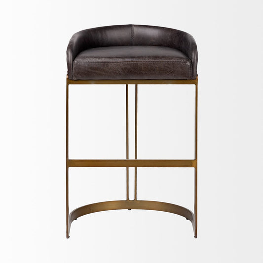 Mercana - Hollyfield II Black Leather Seat Gold Metal Base Bar Stool - 67080 view 2