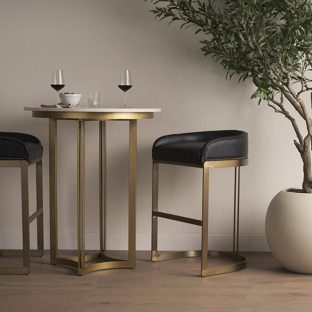 Mercana - Hollyfield II Black Leather Seat Gold Metal Base Bar Stool - 67080 view 11