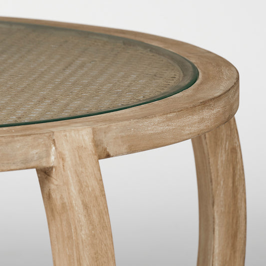 Mercana - Hubbard Round Woven Cane w/Glass Top Solid Wood Base Coffee Tables (Set of 2) - 68503 view 2