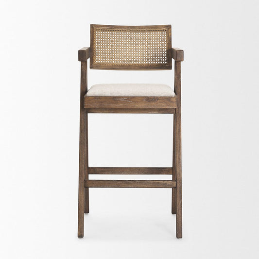 Mercana - Indie Medium Brown Wood w/ Cane Bar Stool - 70586_CLOSEOUT view 2