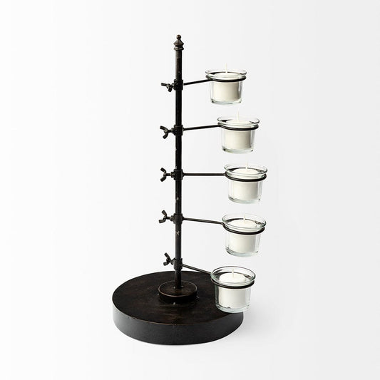 Mercana - Jaran Black Metal Five Armed Tealight Table Candle Holder - 67998_CLOSEOUT view 2