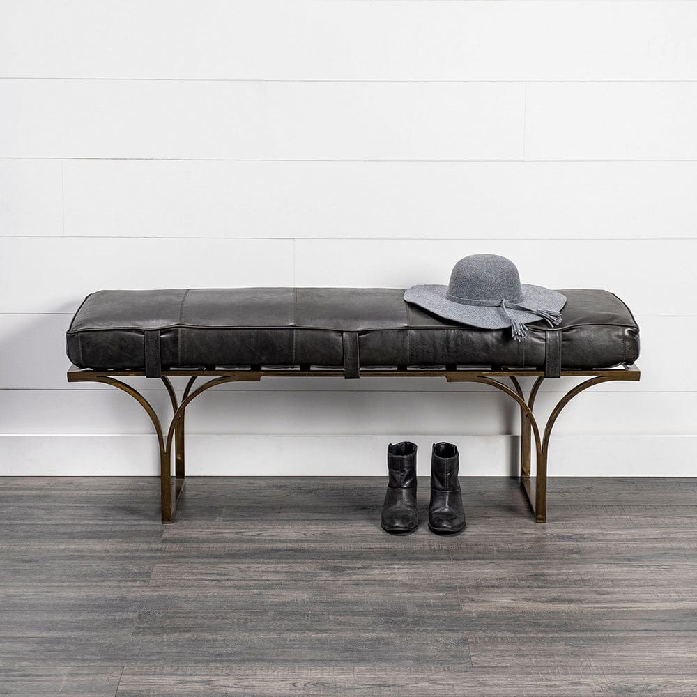 Mercana - Jessie 55L x 16W Black Leather Seat W/Gold Metal Base Accent Bench - 69061 view 11