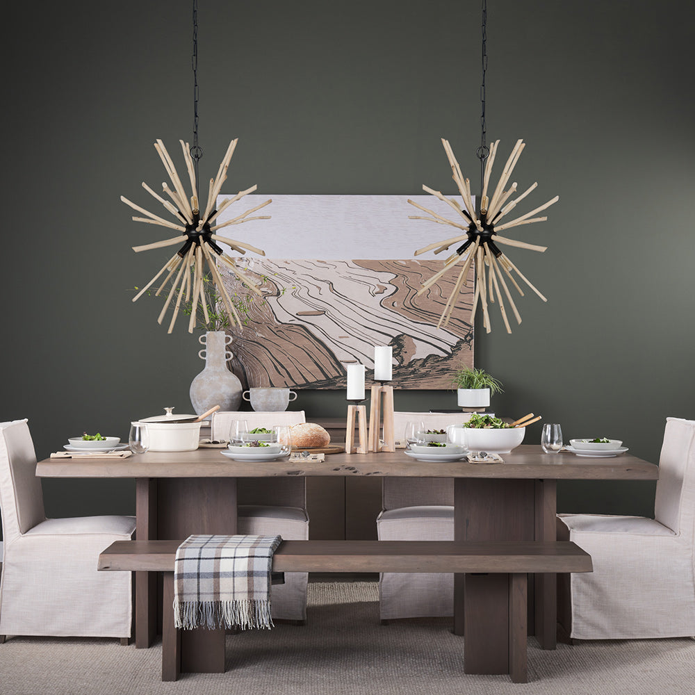 Mercana - Jules 25x25 Blonde Wood and Black Metal Six Bulb Chandelier Light - 68404_CLOSEOUT view 8