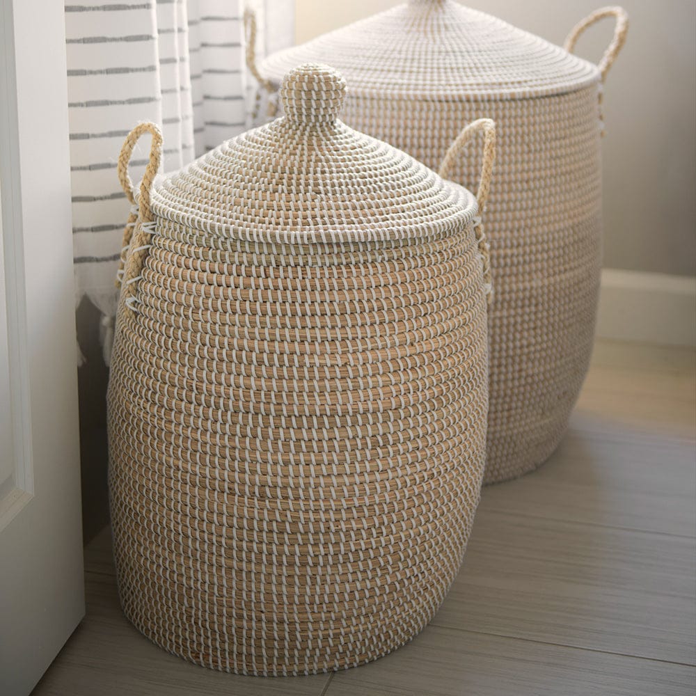 Mercana - Kairi Seagrass Floor Baskets w/ Lids and Handles (Set of 2) - 70225 view 11