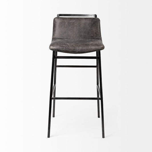 Mercana - Kavalan 37.5" Total Height Ebony Leather Seat Black Metal Frame Bar Stool - 68766 view 2