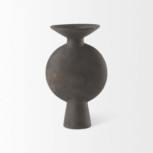 Mercana - Kaz 6.7L x 5.5W x 11.2H Earthy Brown Ceramic Vase - 69810 view 2