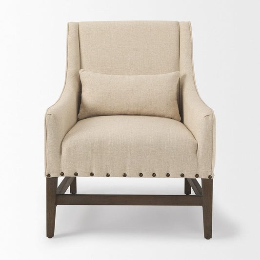 Mercana - Kensington Cream Linen Fabric and Wood Accent Chair - 70243_CLOSEOUT view 2