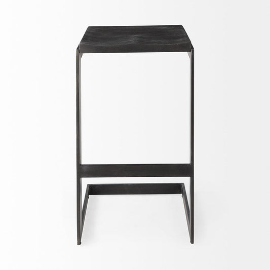 Mercana - Kiran 17L x 17W x 30H Black Wood W/ Black Metal Base C-Shape Bar Stool - 69172_CLOSEOUT view 2