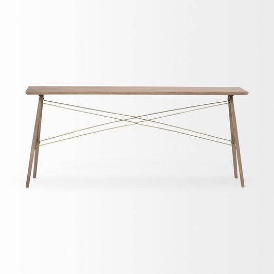 Mercana - Kirby I 66L x 16W Brown Wooden Cross Braced Console Table - 68220_CLOSEOUT view 2