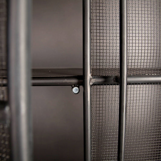 Mercana - Klaus 74.5" H Dark Brown Polished Metal Mesh Door Display Cabinet - 67691 view 2