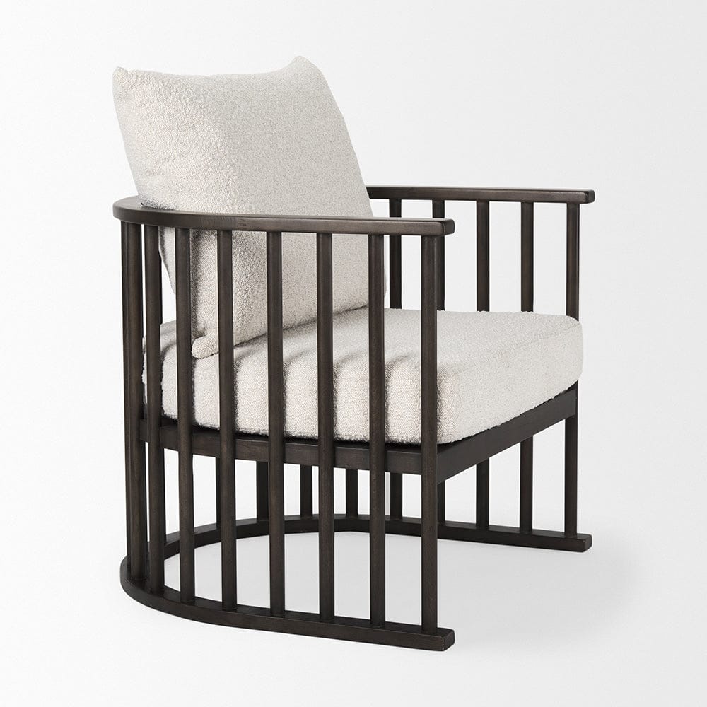 Mercana - Kopari 30.1L x 30.5W x 37.2H White Boucle Fabric W/Dark Brown Wood Accent Chair - 69827 view 12