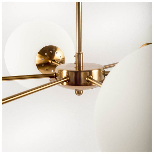 Mercana - Lahey 28.3"Lx 44"Wx21"H Gold Multi-Arm w/ Frosted Glass Globe Six Bulb Chandelier - 65438 view 2