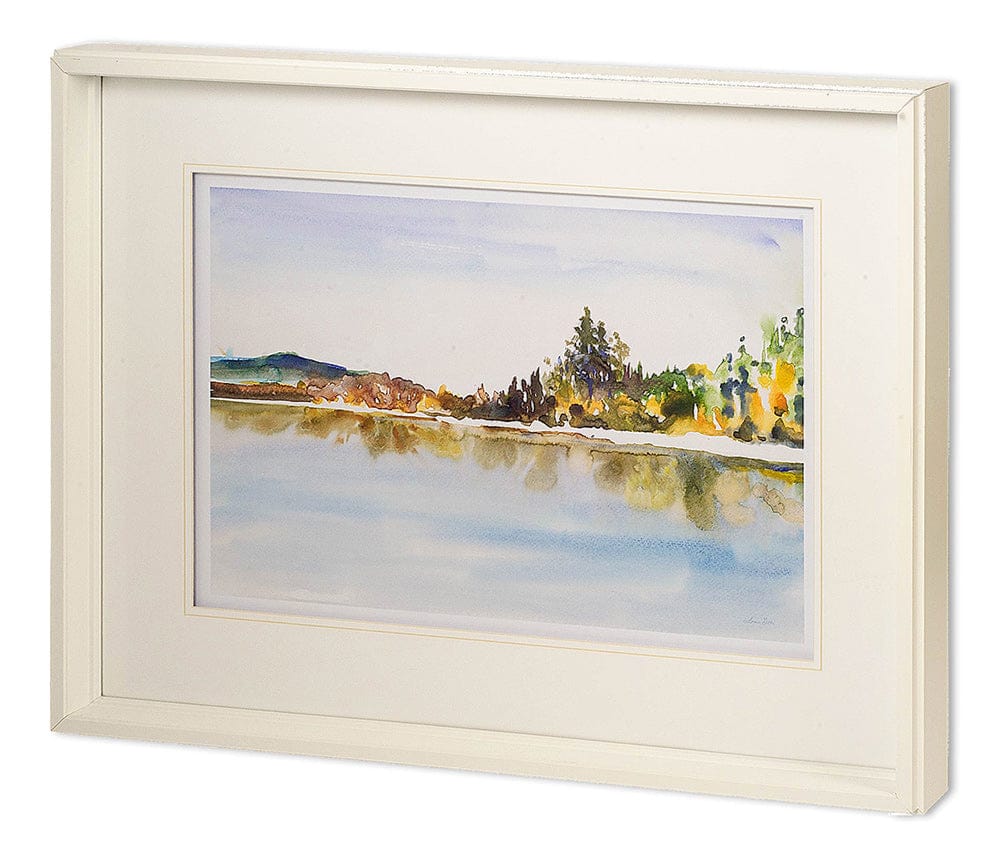 Mercana - Lakeside Reflections by Lora Gold a Hand Embellished Textured Framed Art Print Matted under Glass - 11422 view 1