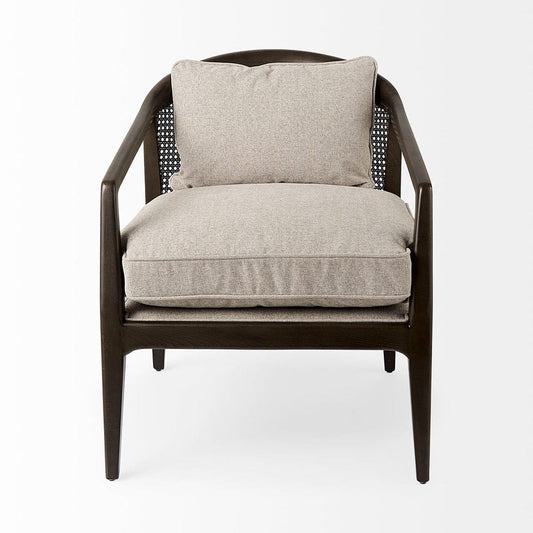 Mercana - Landon 25.6L x 29.1W x 30.5H Dark Brown Wood W/ Gray Fabric Seat and Cane Back Accent Chair - 69353 view 2