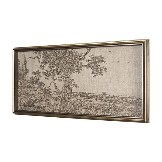 Mercana - Landscape with an Oak Tree by Hercules Segers a Hand Embellished Framed Decograph Art Print - 15819 view 2