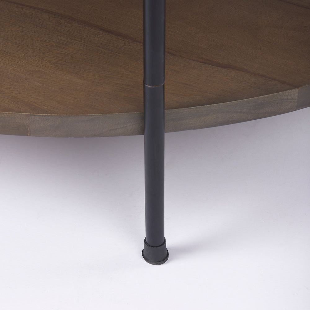 Mercana - Larkin 42" Round Two-Tier White Marble Top and Solid Wood Shelf w/ Black Metal Frame Coffee Table - 69925-AB view 5