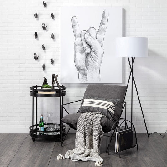 Mercana - Leonidas 28.5L x 29.5W x 34.0H Grey Fabric Wrap Black Metal Frame Accent Chair - 69137_CLOSEOUT view 2