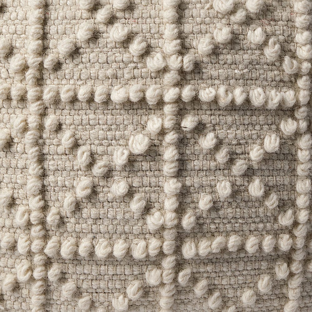 Mercana - Leroy Square Cream Wool Pouf w/ Popcorn Detail - 68390 view 6