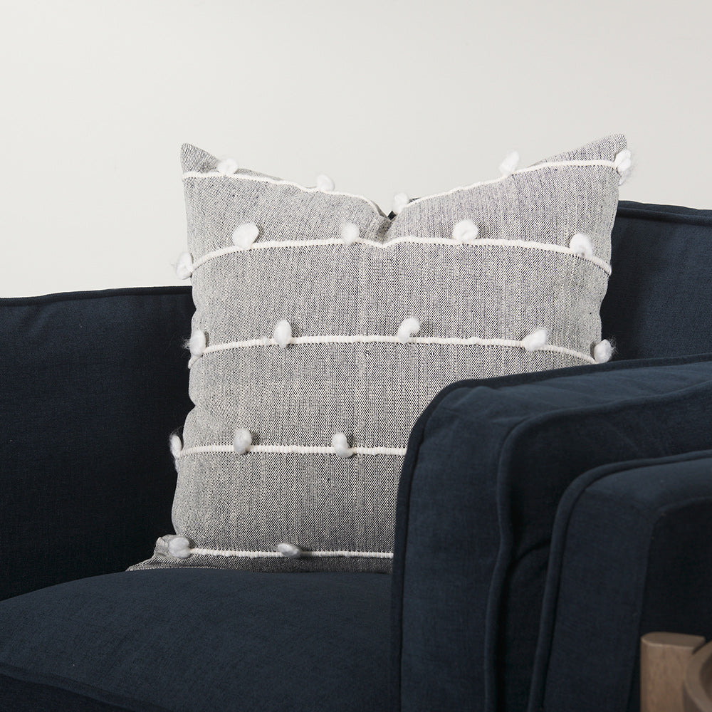 Mercana - Linda 20 x 20 Navy And Cream With White Detail Decorative Pillow Cover - 68881 view 12