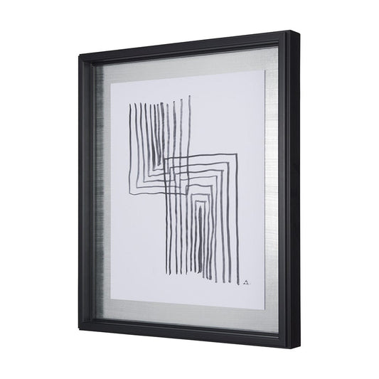 Mercana - Lines II by Mercana Studio a Hand Embellished Textured Framed Art Print Matted under Glass - 14148 view 2