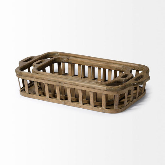 Mercana - Louis Natural Wood Slated Nesting Trays (Set of 2) - 68639 view 2