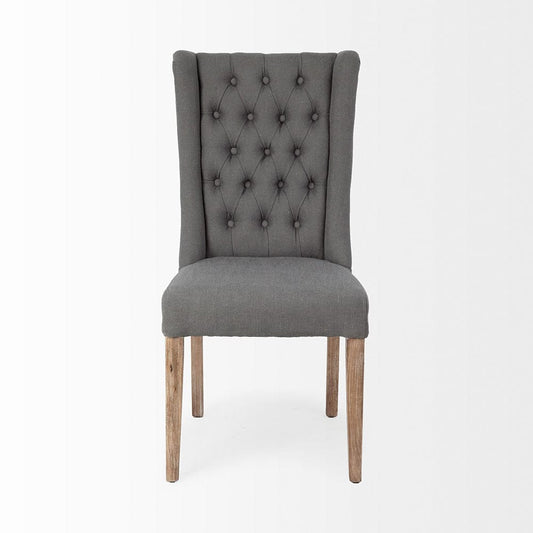 Mercana - Mackenzie II Gray Plush Linen Covering Ash Solid Wood Base Dining Chair - 67511_CLOSEOUT view 2