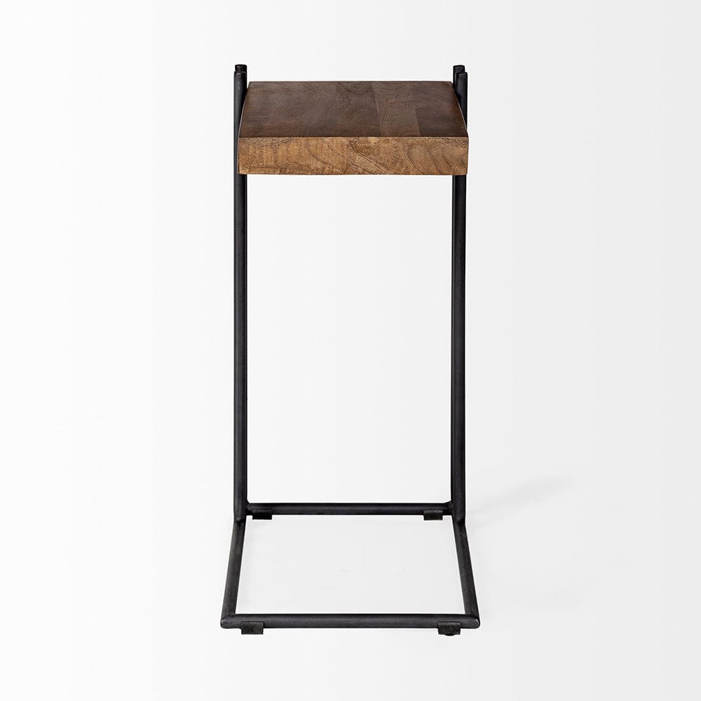 Mercana - Maddox 16L x 13.5W x 27H Medium Brown Wood w/ Black Metal C-shaped End/Side Table - 67842 view 9