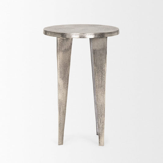 Mercana - Maggie Textured Silver Nickel Cast Aluminum Metal Accent Table - 70618 view 2