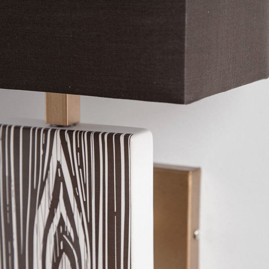 Mercana - Maravilla III 11x17 Black/White Pattered Base Black Fabric Shade Wall Sconce - 65241_CLOSEOUT view 2